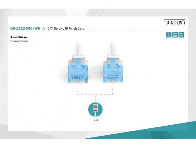 CAT 5e U-UTP patchkabel CU PVC AWG 26/7 Lengte 5m Wit