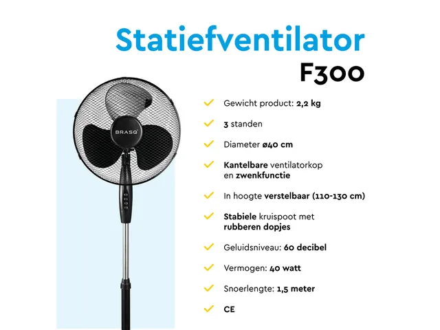 Statiefventilator BRASQ F300 Ø 40cm zwart