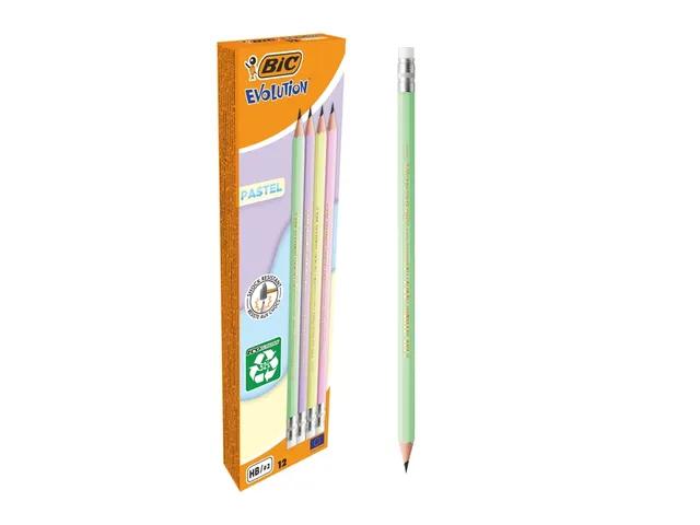 Crayon BIC avec embout gomme pastel assorti