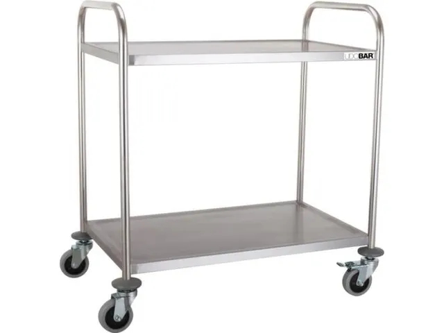 RVS serveerwagen,draagverm. 100kg,2etage(s),m. kunststof matten