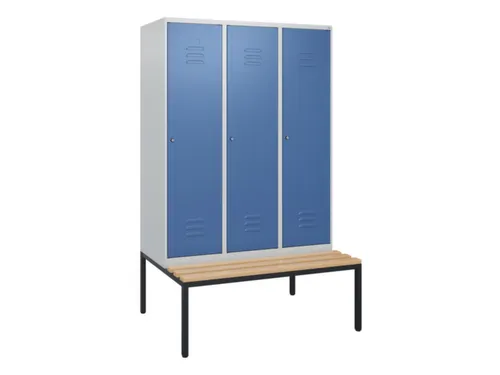 locker met bank,HxBxD 1950x1200x815mm,3vak,vak B 400mm,cil.-slot