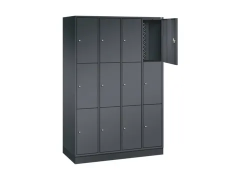 lockerkast,HxBxD 1950x1220x500mm,4x3vakken,cil.-slot,sokkel