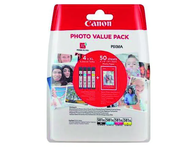 Inktcartridge Canon CLI-581XL 4 kleuren + papier