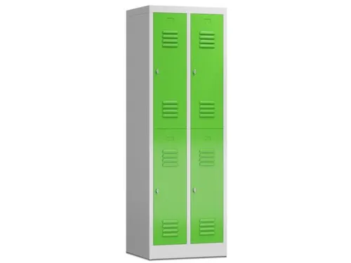 Dubbeldekse garderobekast 1800x590x500mm 2x2vak klink RAL7035 RAL6018