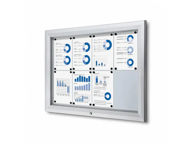 Vitrinekast mededelingenbord Outdoor 8xA4 Zilver