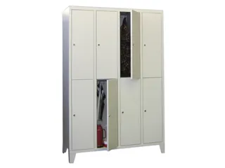 lockerkast,HxBxD 1850x1200x500mm,4x2vakken,RAL7035,front RAL5012 - 1