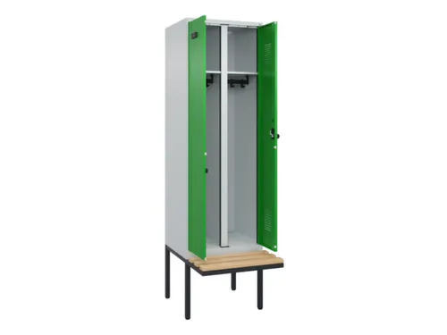 locker met bank,voor scheiding van kleding,HxBxD 2120x600x815mm,2vak