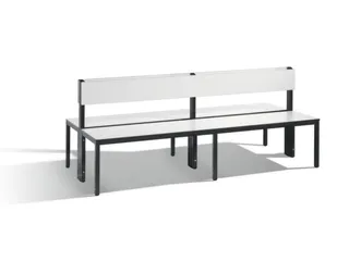 omkleedbank,HxLxD 796x2000x760mm,HPL wit,frame staal RAL7021,leuning - 1