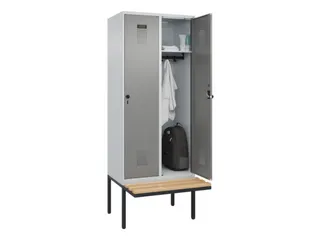 locker met bank,HxBxD 2120x800x815mm,2vak,vak B 400mm,draaigrendel - 1