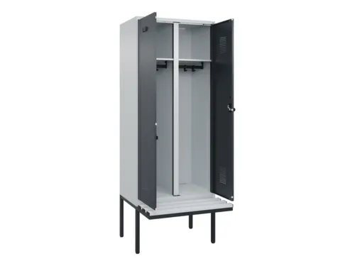 locker met bank,voor scheiding van kleding,HxBxD 2120x800x815mm,2vak