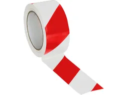 vloermarkeertape,PVC,rood/wit,band LxB 10mx50mm