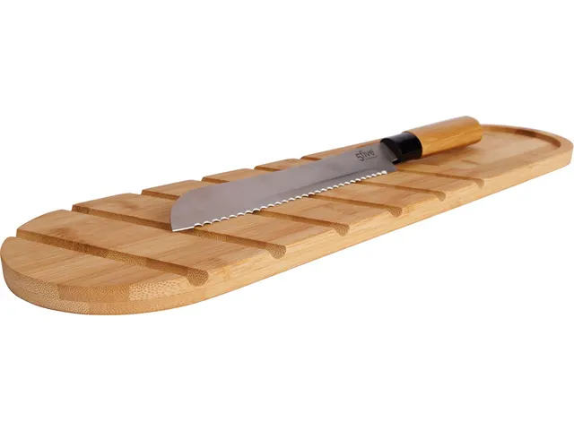 Planche À Pain, Avec Couteau À Pain, En Bambou, Ft 50 X 14 Cm