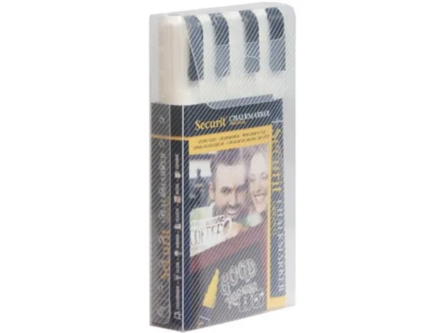 Securit Krijtmarker Medium Wit, Etui Met 4 Stuks