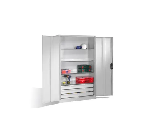 grootvolumekast met openslaande deuren,romp RAL7035,front RAL7035