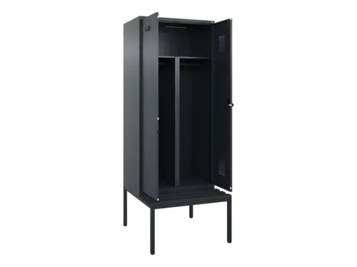 PBM-locker met bank,HxBxD 2120x800x815mm,2vak,vak B 400mm,draaigrendel