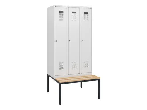 locker met bank,HxBxD 1950x900x815mm,3vak,vak B 300mm,cilinderslot