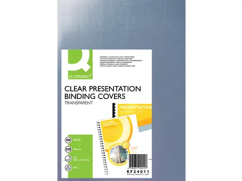 Voorblad A4 PVC Transparant 250 Micron Pak 100 Stuks