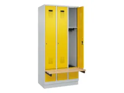 locker met bank,HxBxD 1950x900x815mm,3vak,vak B 300mm,cilinderslot
