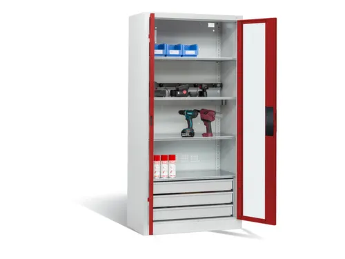 acculaadkast 1950x930x500mm 5stekkerdozen 230V cil.-slot front RAL3003