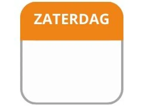 LabelLORD PL Dagetiket Zaterdag 25x25mm Oranje Flushlabel 1000 stuks