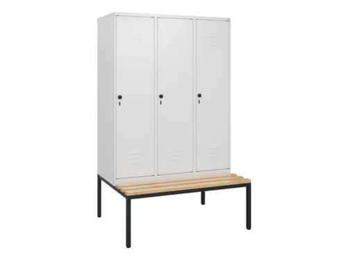 locker met bank,HxBxD 1950x1200x815mm,3vak,vak B 400mm,draaigrendel