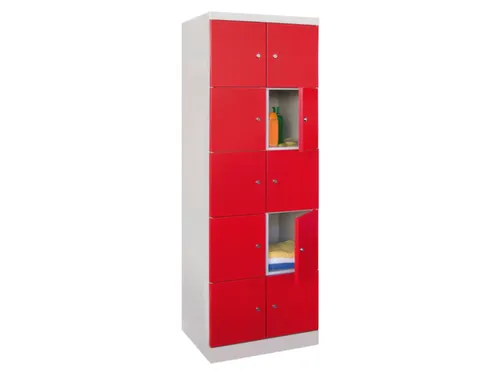 lockerkast,HxBxD 1800x600x500mm,2x5vakken,RAL7035,front RAL3000