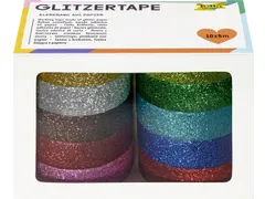 Plakband Folia glitter 5mx15mm 10 stuks 10 kleuren