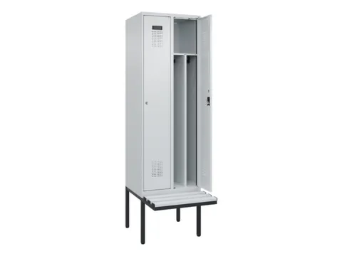 locker met bank,voor scheiding van kleding,HxBxD 2120x600x815mm,2vak