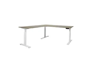 Elektrisch Hoekbureau Dextro Plus 160x200cm Frame Wit Blad Robson Eik - 1