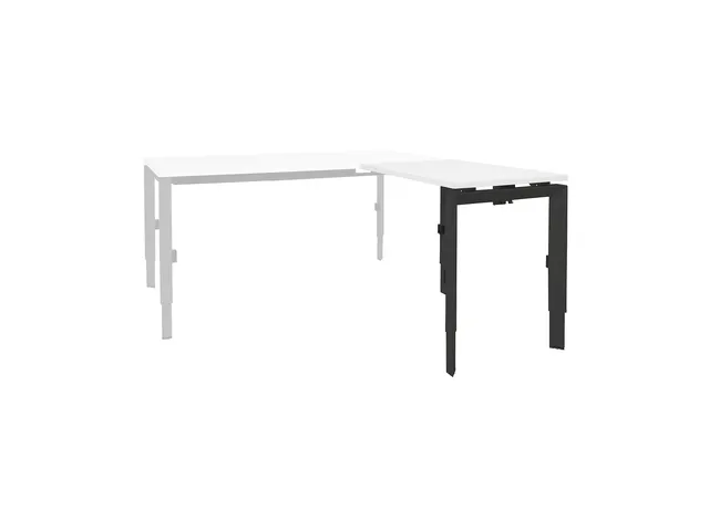 Bureau Linesto N3 aanbouwtafel 120x60cm krijtwit 25mm zwart