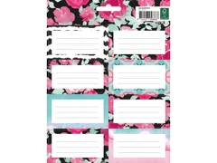 Boeketiket Pink Mint Retro pak 24 etiketten