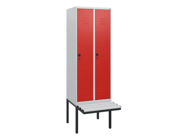 locker met bank,HxBxD 1950x600x815mm,2vak,vak B 300mm,draaigrendel