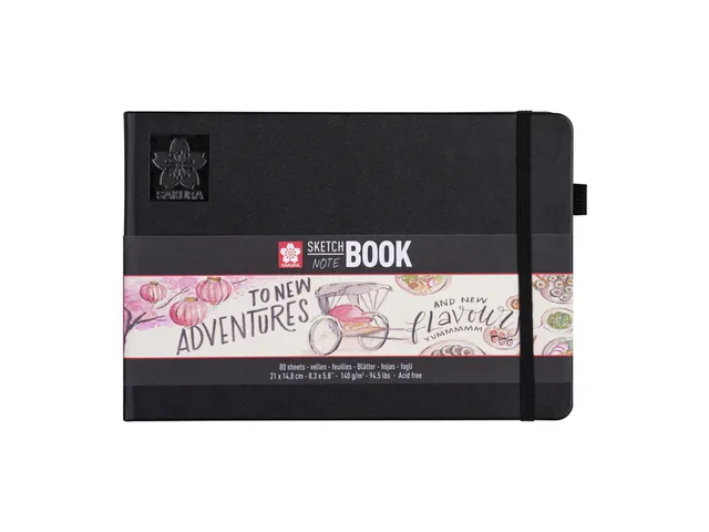 Schetsboek Sakura 80 witte vellen 140gr 210x148mm zwart