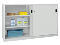 Schuifdeurkast 1200x2000x600mm 3 Oh Tussenwand Cilinderslot Ral7035
