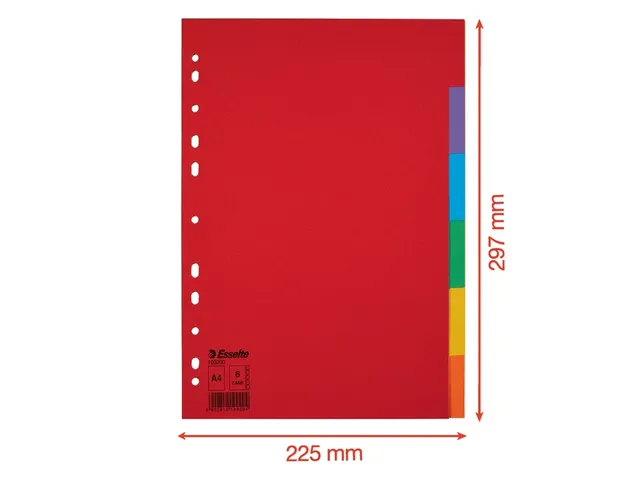Tabbladen Esselte A4 11-gaats Karton 6-delig Blanco Tabs Kleur