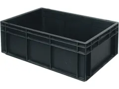 ESD-stapelbak,HxLxB 220x600x400mm,43l,PP,zwart,Wanden gesloten