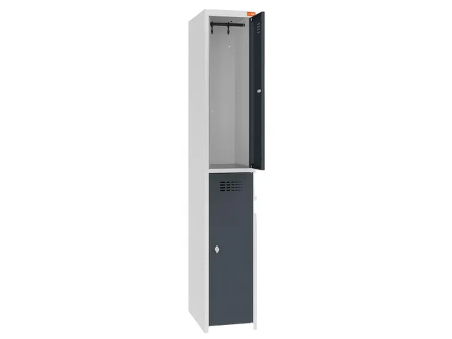Dubbeldekse lockerkast,HxBxD 1800x300x500mm,1x2vak.,draaigrendel
