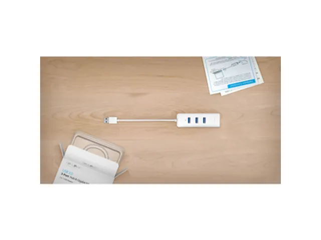 USB 3.0 to Ethernet Adapter Hub 3-poorts