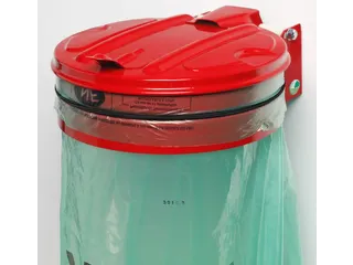 Afvalverzamelaar 120 Liter Wand Plaatstaal Met Deksel Rood - 1
