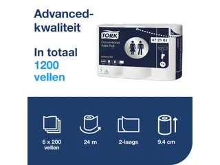 Tork 472161 T4 Traditioneel Toiletpapier Advanced 2-Laags 48 rol - 5
