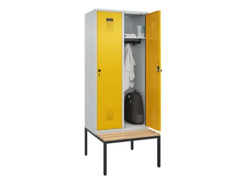 locker met bank,HxBxD 2120x800x815mm,2vak,vak B 400mm,draaigrendel