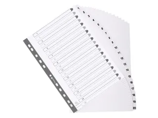 Bedrukte tabbladen Karton geplastificeerde tabs 20-delig 1-20 A4 Wit - 3