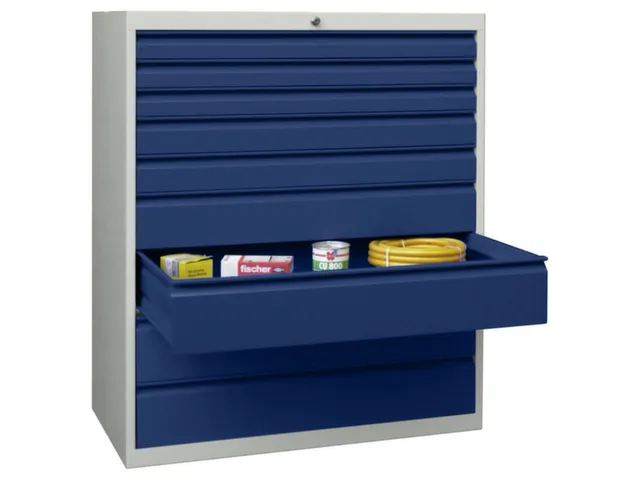 ladekast HxBxD 1200x1023x600mm 9laden RAL7035 front RAL5010