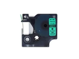 Labeltape Dymo Compatible 45019 D1 12mmx7m Zwart Op Groen - 2