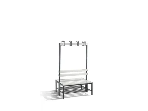 Omkleedbank 1000mm Pvc-Zitlatten Dubbel Hakenlijst Schoenenrek Ral7021