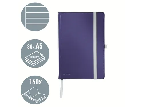 Leitz Style notitieboek A5 gelijnd met harde kaft Titanium Blauw