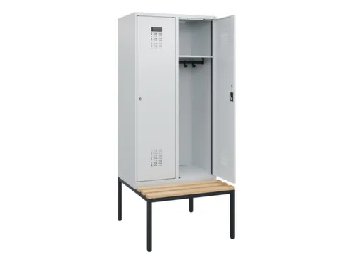 locker met bank,HxBxD 1950x800x815mm,2vak,vak B 400mm,cilinderslot