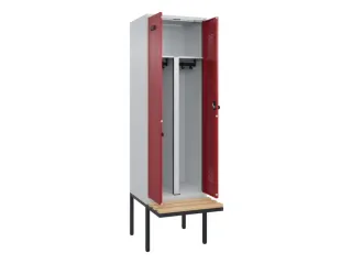 PBM-locker met bank,HxBxD 2120x600x815mm,2vak,vak B 300mm,draaigrendel - 1
