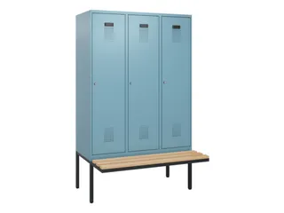 locker met bank,HxBxD 1950x1200x815mm,3vak,vak B 400mm,cilinderslot - 2
