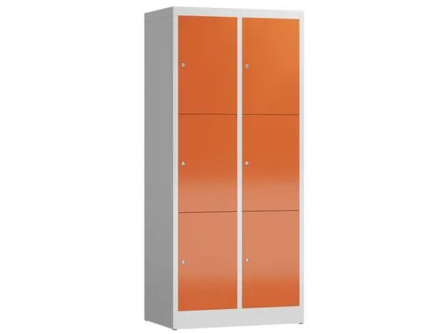 Lockerkast 1800x800x500mm 2x3 vakken cilinderslot, sokkel, RAL3000